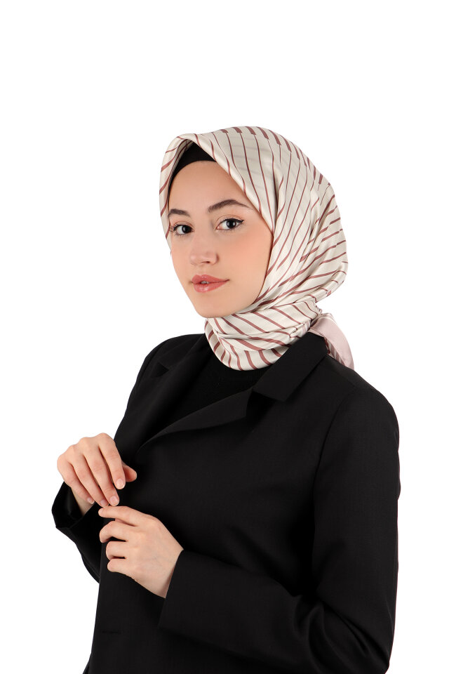 Pudra Dila Desen Sura İpek Eşarp 