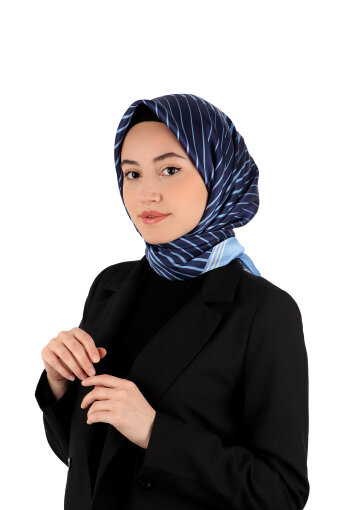 Blue Dila Pattern Sura Silk Scarf 