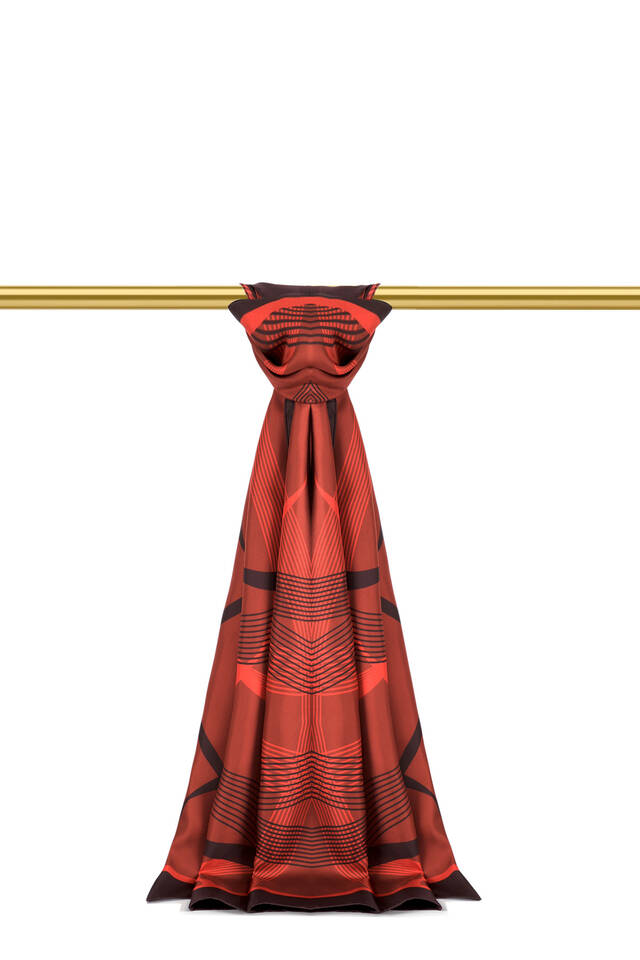 Bordo Dönence Desen Twill İpek Şal 