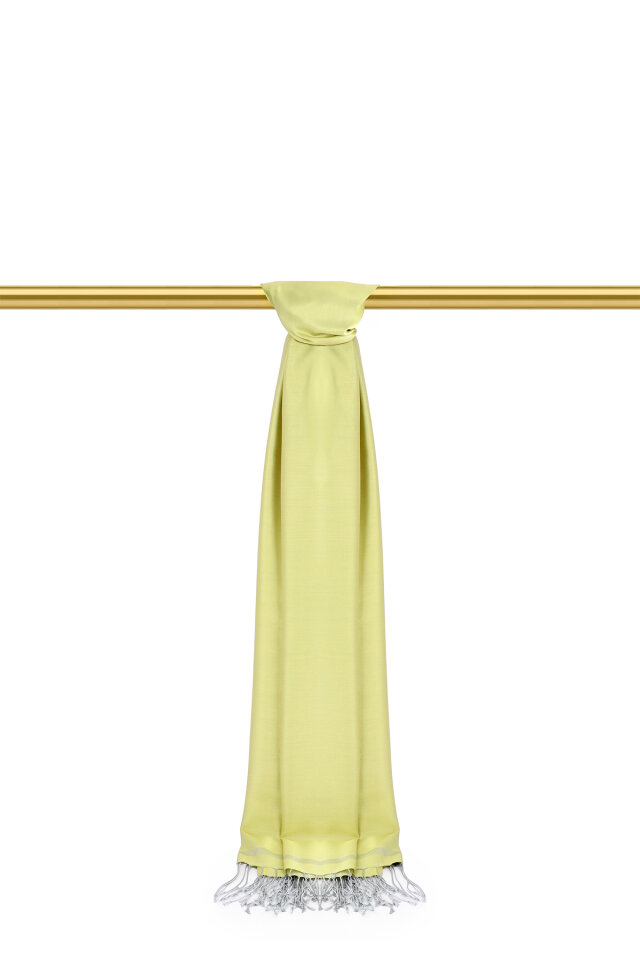 Lime Gray Double-Sided Silk Shawl - 2