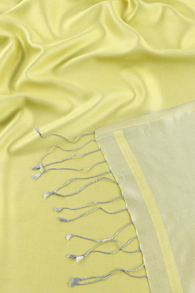 Lime Gray Double-Sided Silk Shawl - 5