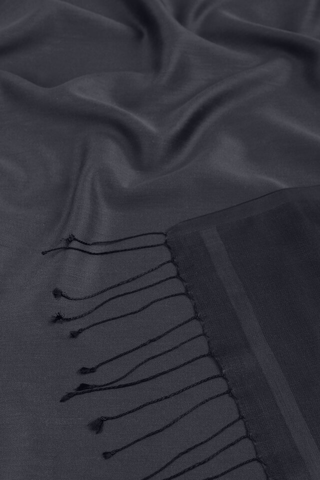 Anthracite Black Double-Sided Silk Shawl - 5