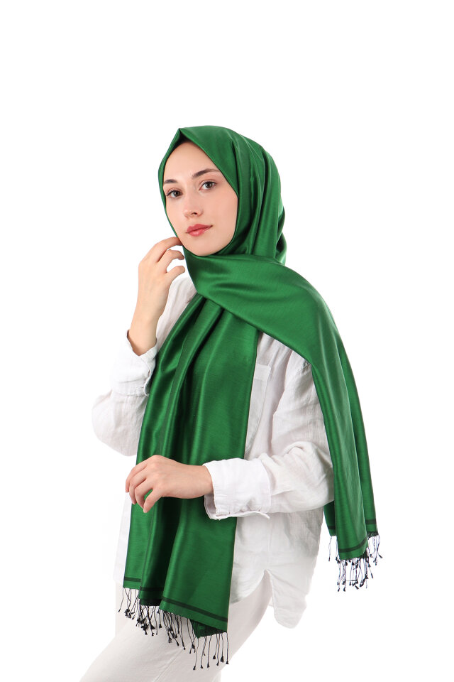 Benetton Black Double-Sided Silk Shawl - 1