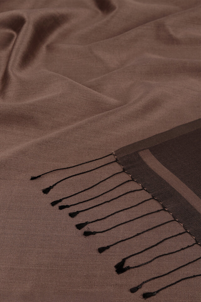 Brown Black Double-Sided Silk Shawl - 5