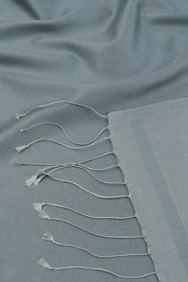 Dark Gray Double-Sided Silk Shawl - 5