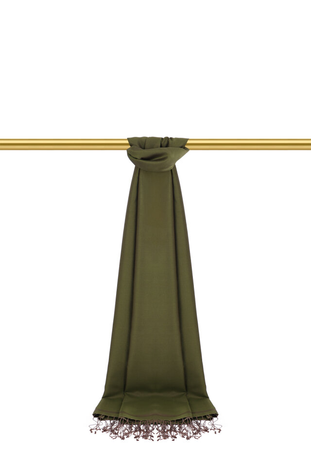 Khaki Mink Double-Sided Silk Shawl - 2