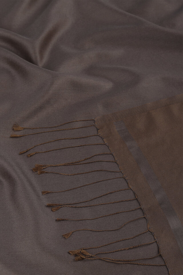 Mink Brown Double-Sided Silk Shawl - 5