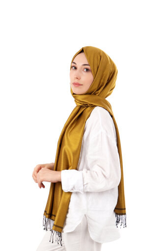 Mustard Black Double-Sided Silk Shawl 