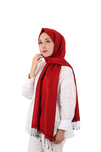 Red Black Double-Sided Silk Shawl 