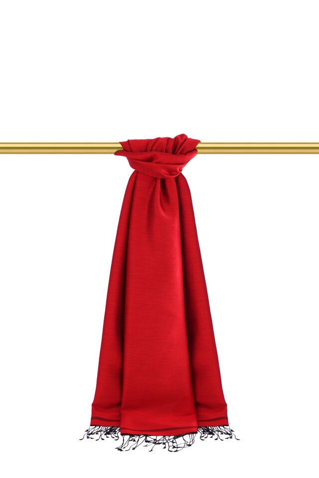 Red Black Double-Sided Silk Shawl - 2