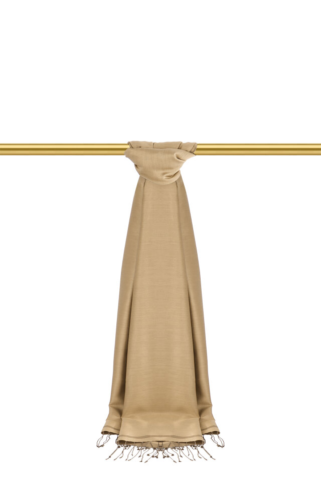 Beige Brown Double-Sided Silk Shawl - 2