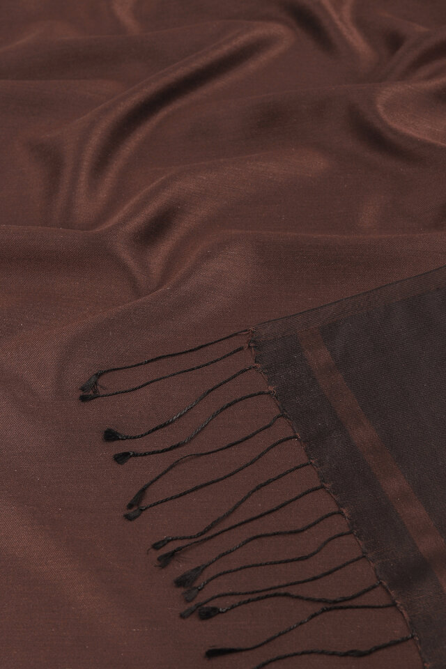 Bitter Brown Black Double-Sided Silk Shawl - 5