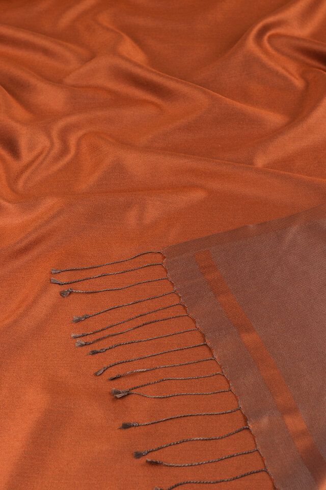 Cinnamon Brown Reversible Silk Shawl - 5