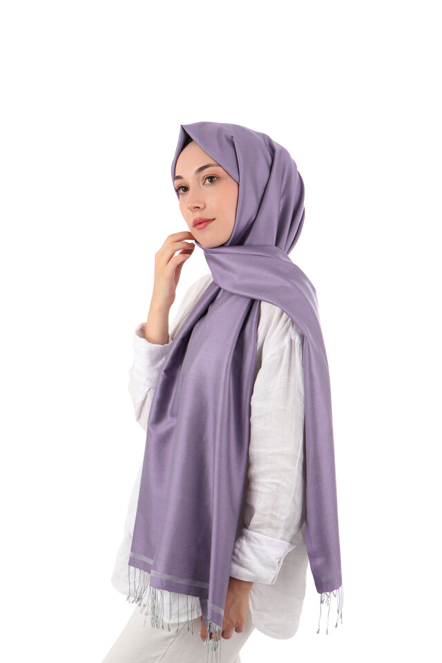 Lavender Gray Double-Sided Silk Shawl 