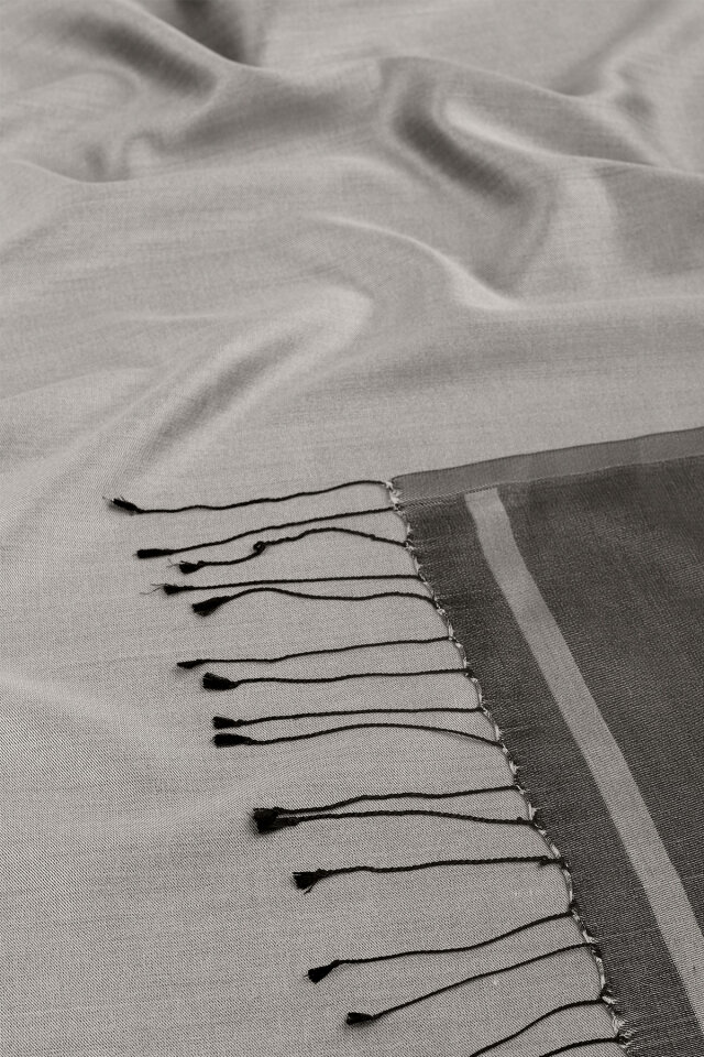 Gray Black Double-Sided Silk Shawl - 5