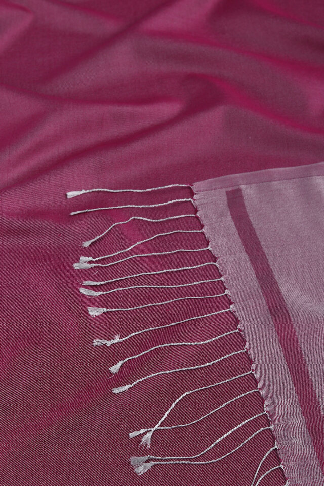 Plum Gray Double-Sided Silk Shawl - 5