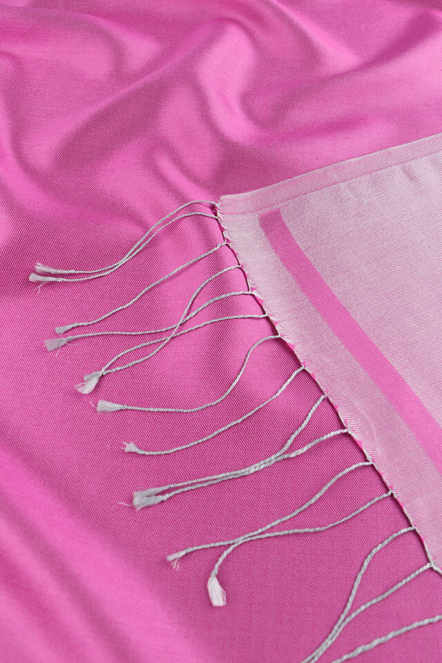 Fuchsia Gray Double-Sided Silk Shawl - 5