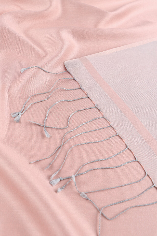 Powder Gray Double-Sided Silk Shawl - 5