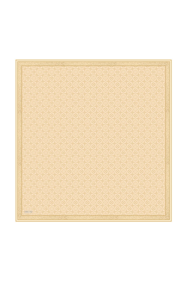 Beige Dream Pattern Twill Silk Scarf - 3