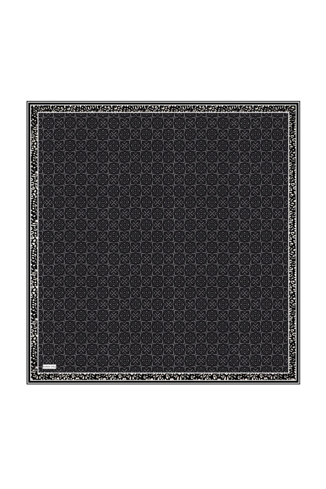 Black Dream Pattern Twill Silk Scarf - 3