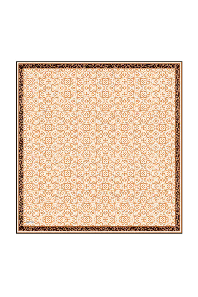 Caramel Dream Pattern Twill Silk Scarf - 3