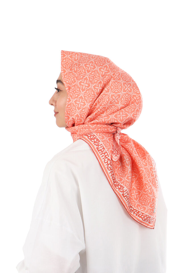 Coral Dream Pattern Twill Silk Scarf - 2