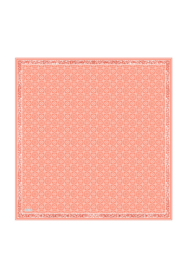 Coral Dream Pattern Twill Silk Scarf - 3