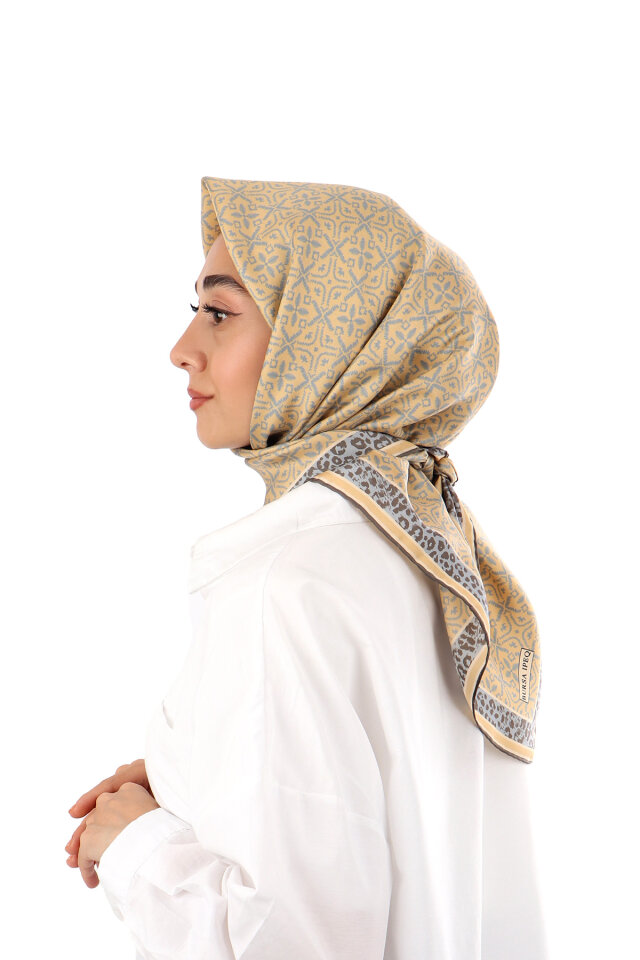 Gold Dream Pattern Twill Silk Scarf - 2