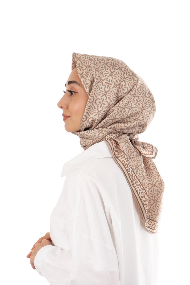 Milky Coffee Dream Pattern Twill Silk Scarf - 2