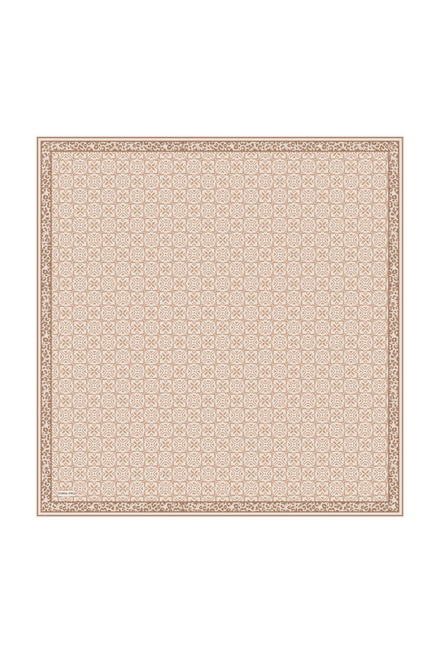 Milky Coffee Dream Pattern Twill Silk Scarf - 3