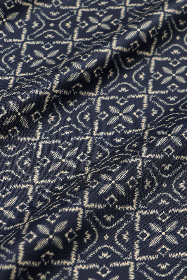 Navy Blue Dream Pattern Twill Silk Scarf - 4