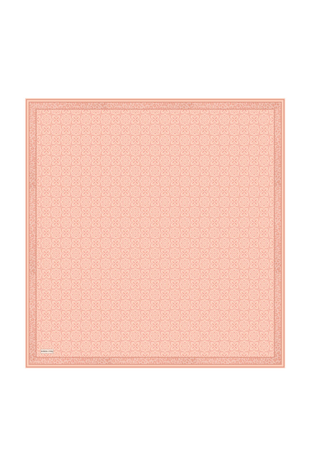 Salmon Dream Pattern Twill Silk Scarf - 2