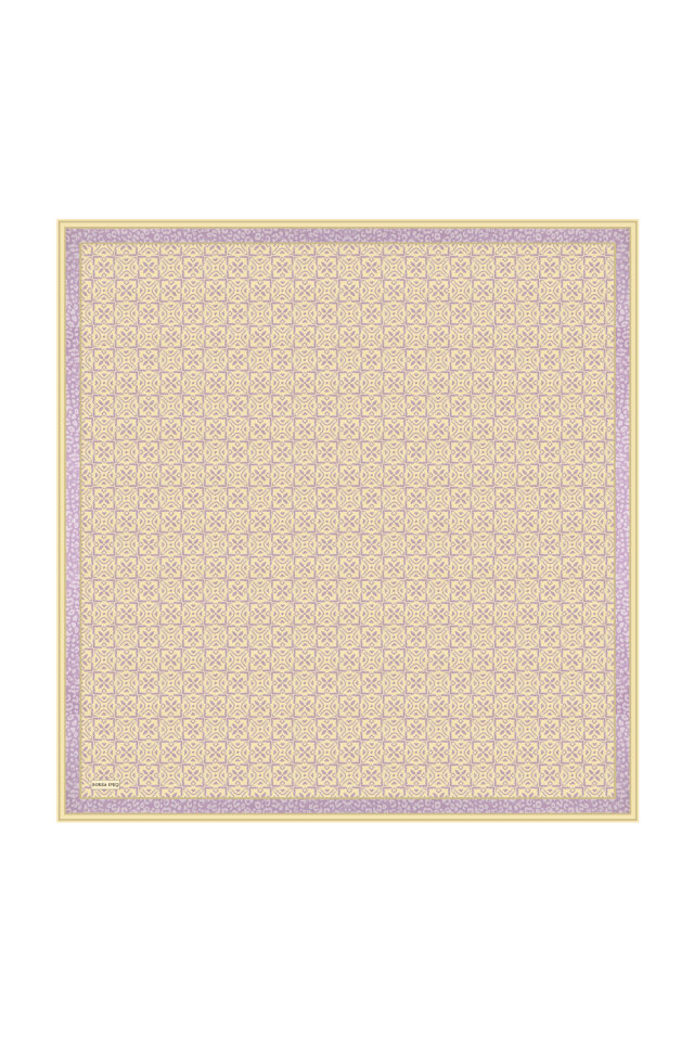 Yellow Dream Pattern Twill Silk Scarf - 3