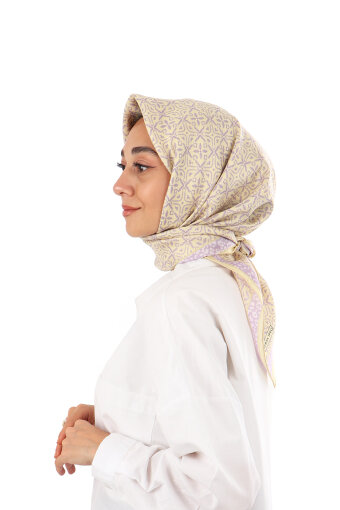 Yellow Dream Pattern Twill Silk Scarf 