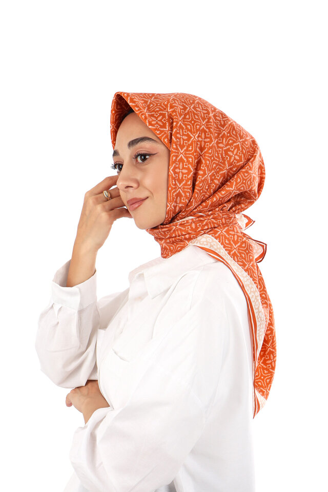 Tile Dream Pattern Twill Silk Scarf - Bursa İpek