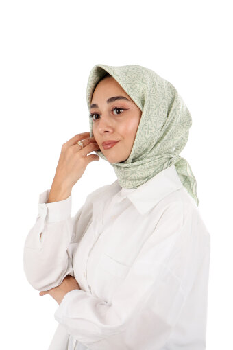 Aqua Green Dream Pattern Twill Silk Scarf 