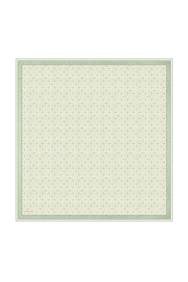 Aqua Green Dream Pattern Twill Silk Scarf - 3