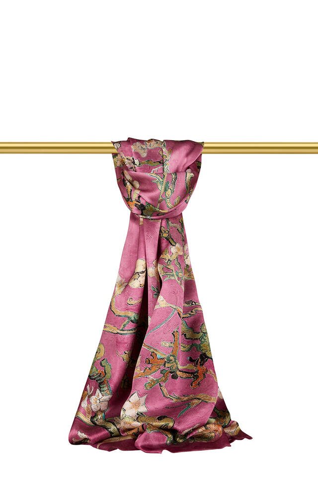 Dried Rose Almond Blossom Silk Scarf 