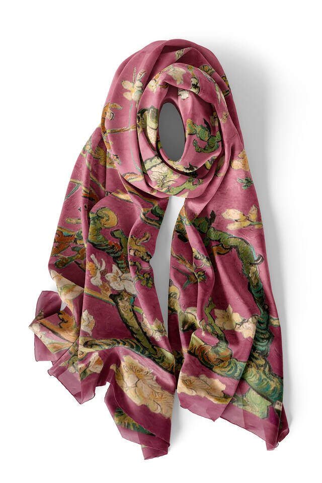 Dried Rose Almond Blossom Silk Scarf - 3