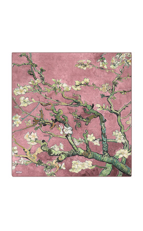 Dried Rose Almond Blossom Sura Silk Square Scarf - Thumbnail