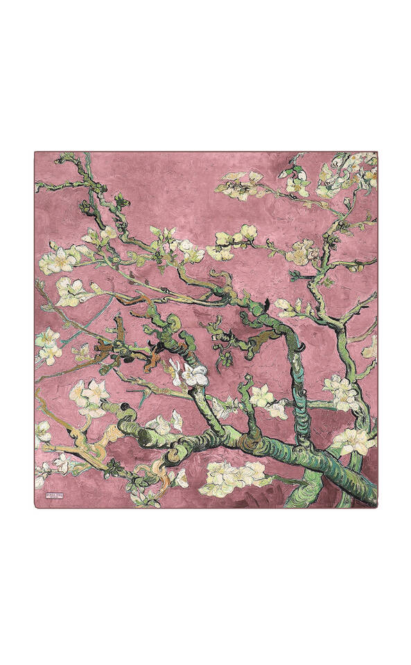 Dried Rose Almond Blossom Sura Silk Square Scarf 