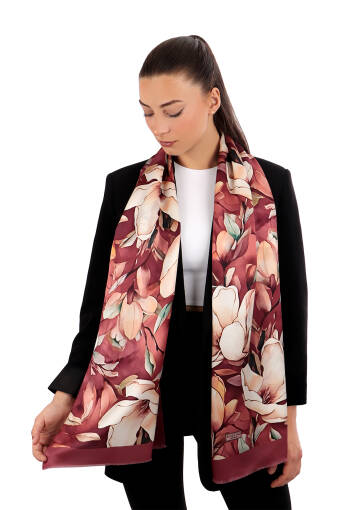 Dried Rose Daffodil Pattern Silk Foulard 