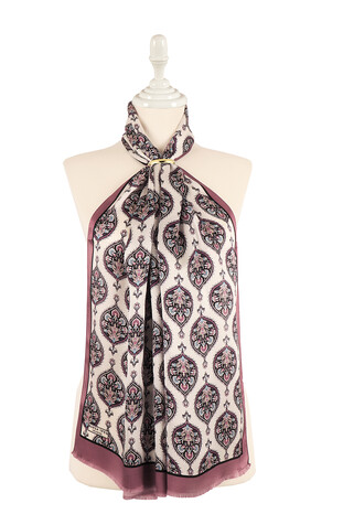 Dusty Rose Hatai Pattern Silk Foulard 