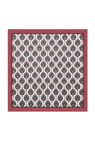 Dusty Rose Hatai Pattern Silk Square Scarf - Thumbnail