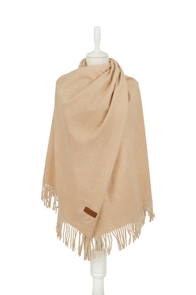 Bej Düz Renk Kışlık Şal - Bursa İpek