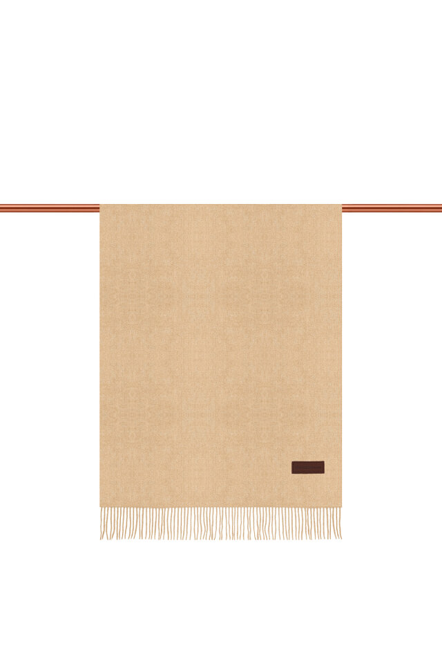 Bej Düz Renk Kışlık Şal - 2