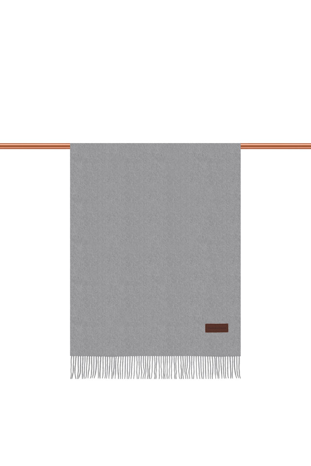 Gri Düz Renk Kışlık Şal - 2