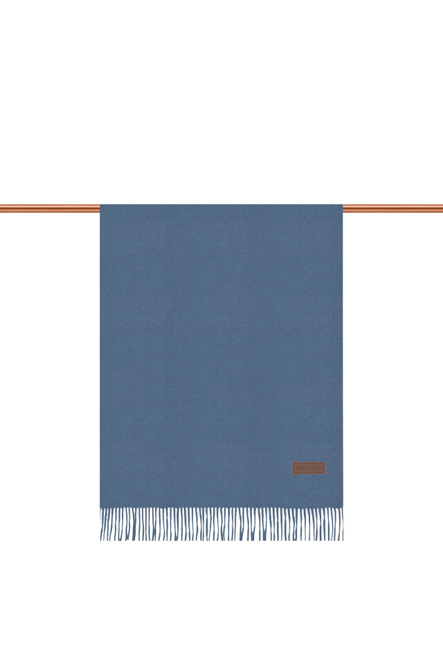 Mavi Düz Renk Kışlık Şal - 2