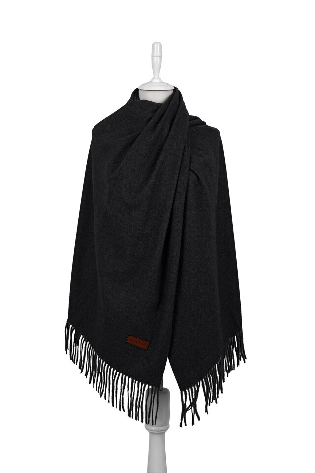 Siyah Düz Renk Kışlık Şal 