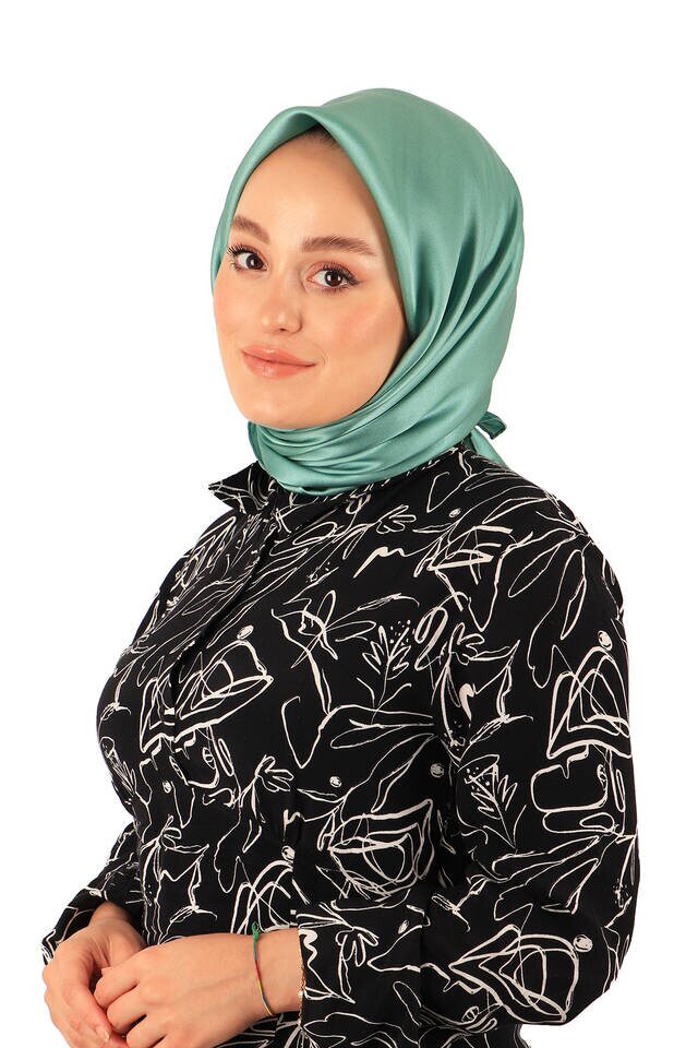 Mint Düz Renk Sura İpek Eşarp - 2